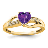 14k Amethyst and Diamond Heart Ring